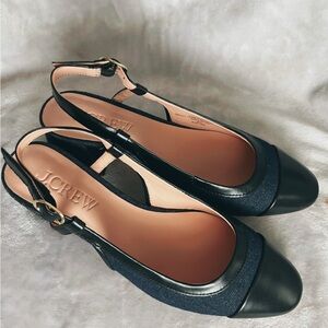J. Crew Black and Navy Slingback Flats